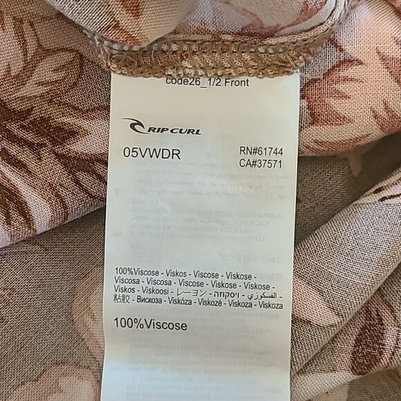 Rip Curl Floral Print Desert Dreams Smocked Poplin Maxi Dress Moss Bronze Size L - Picture 13 of 16